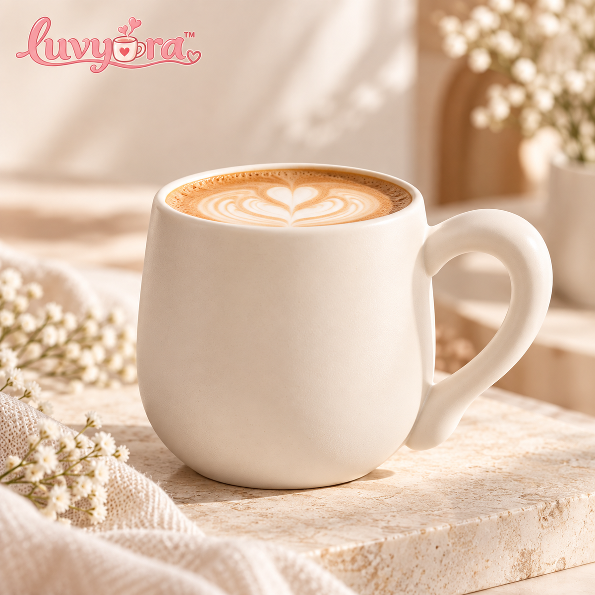 Luvyora™ Cloud Cream Minimal Ceramic Mug