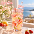 Luvyora™ Pink Bow Tumbler with Lid & Straw