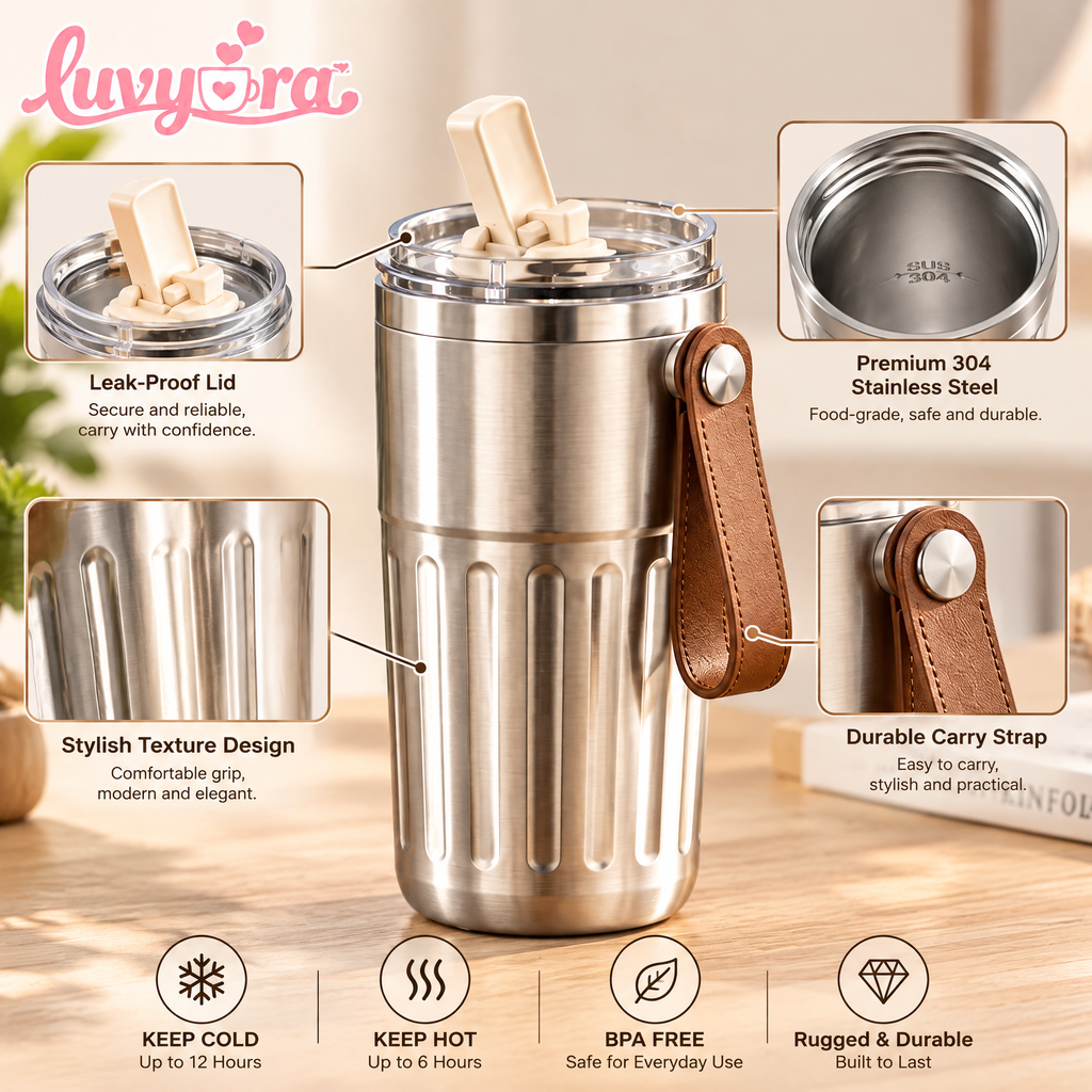 Luvyora™ Brushed Steel Outdoor Travel Tumbler