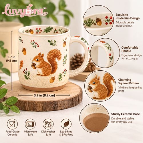 Luvyora™ Woodland Squirrel Ceramic Mug