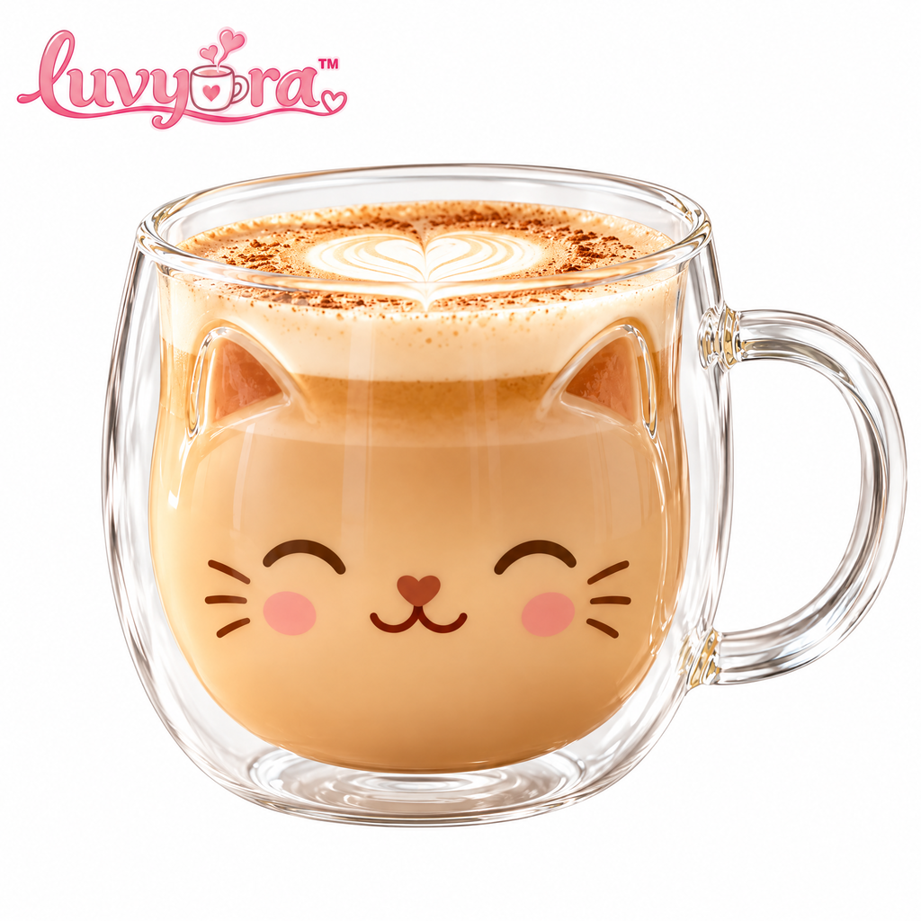 Luvyora™ Happy Cat Double-Wall Glass Mug