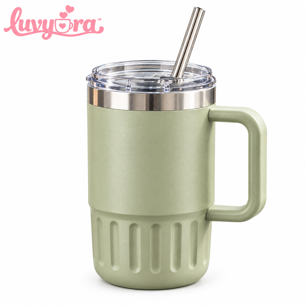 Luvyora™ Sage Handle Insulated Tumbler with Straw