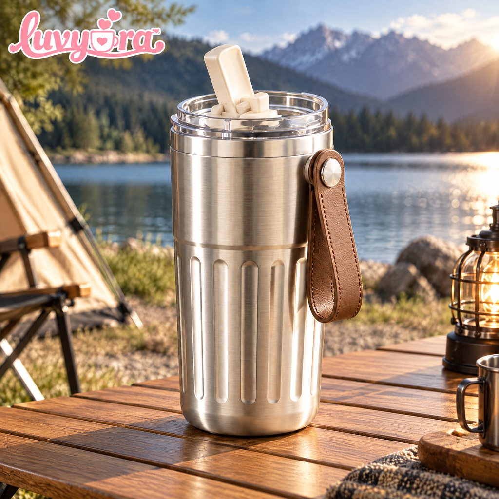 Luvyora™ Brushed Steel Outdoor Travel Tumbler