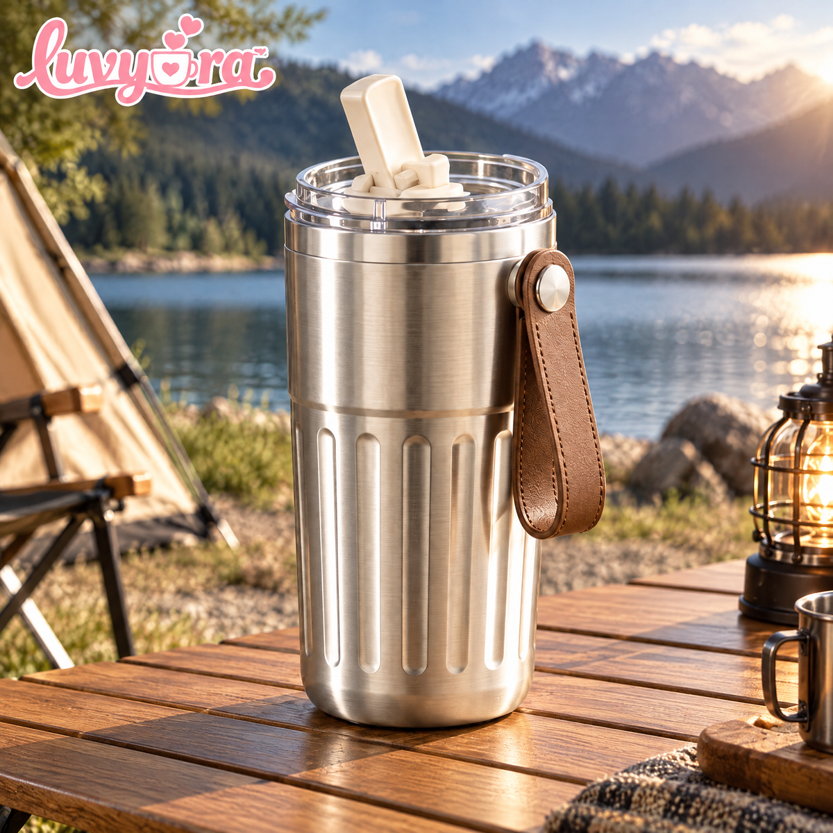 Luvyora™ Brushed Steel Outdoor Travel Tumbler
