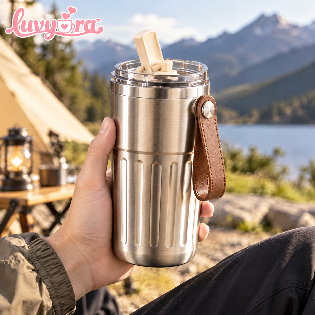 Luvyora™ Brushed Steel Outdoor Travel Tumbler