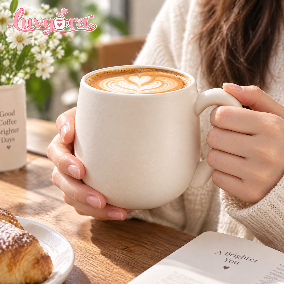 Luvyora™ Cloud Cream Minimal Ceramic Mug