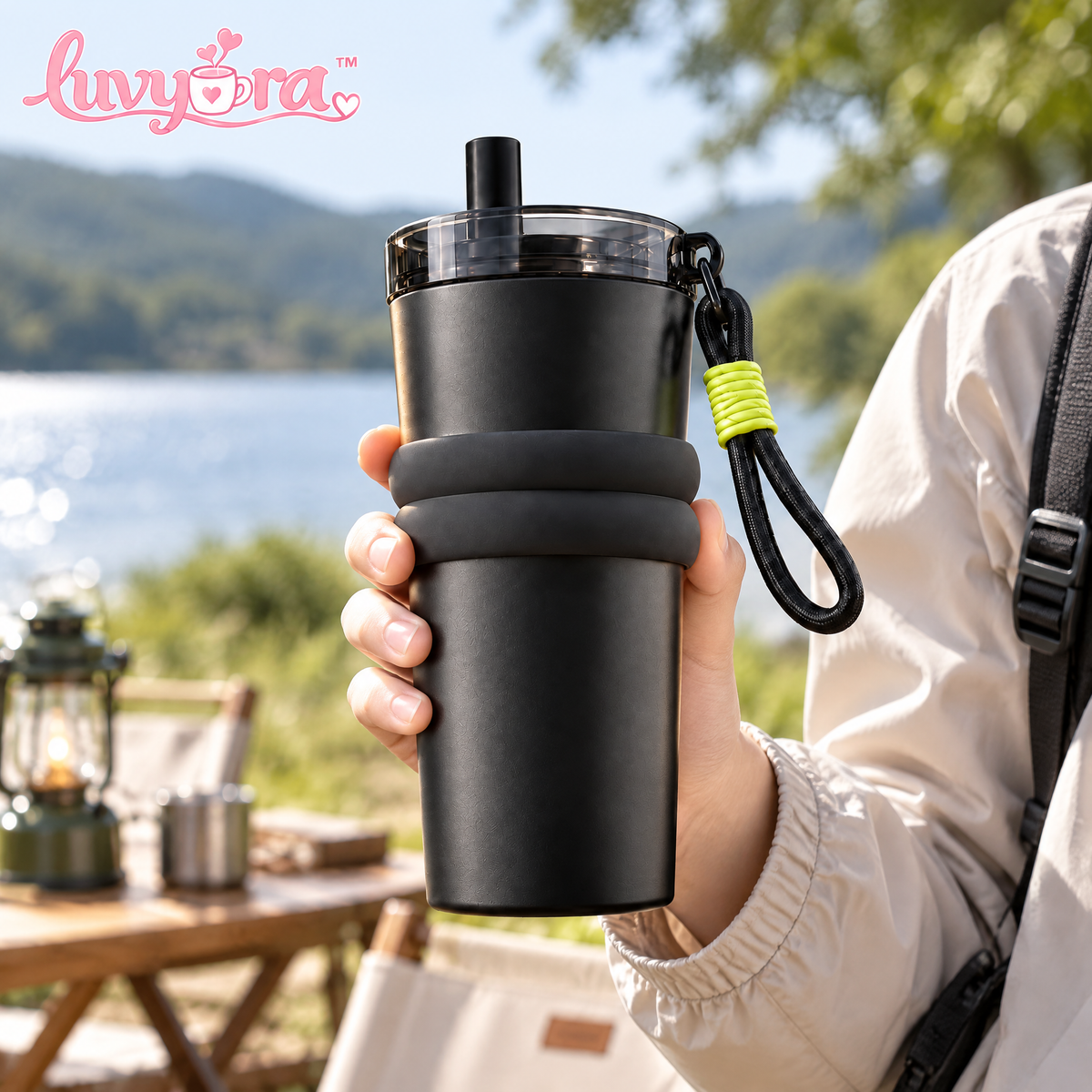 Luvyora™ Onyx Grip Travel Tumbler